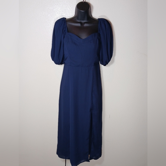 Abercrombie and Fitch Camille Puff Sleeve Midi Dress Small - Picture 4 of 12